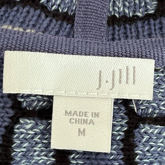 J Jill Womens 3D Knit Longline Open Cardigan Size M Blue Striped 80s Grannycore - Picture 5 of 9